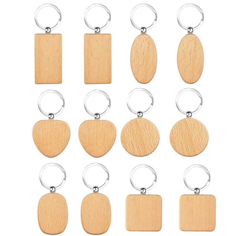 Wooden Key Ring Blank Wooden Key Chain For DIY Crafts Decorations Gifts Pyrography Design