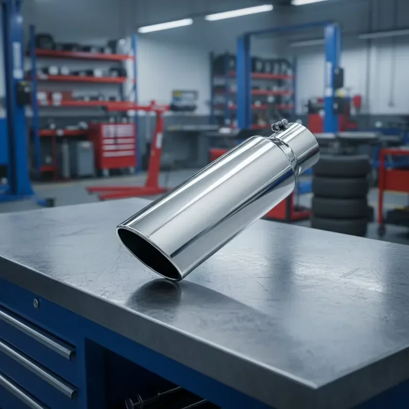 JTLD Stainless Steel 4 Inlet 18 Length 6 Outer Diameter Rolled End Exhaust Tip 1.2mm Thickness Universal Fit