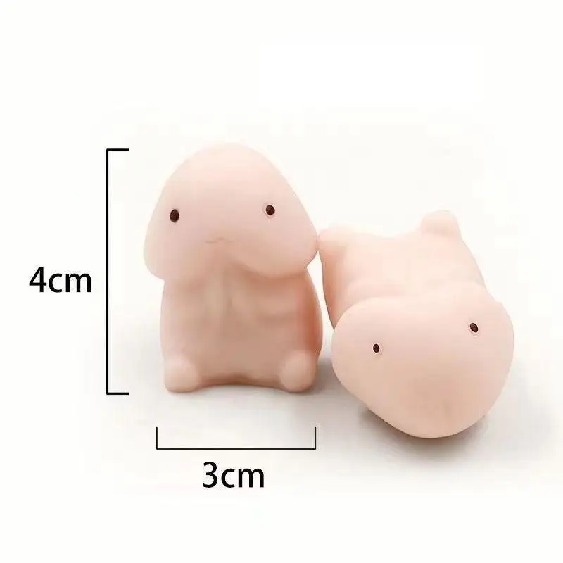 2pcs Spoof Penis Shape Slow Rebound Decompression Toy Funny Stress Relief Relax Pressure Toys April Fool\'s Day Gift 4cm