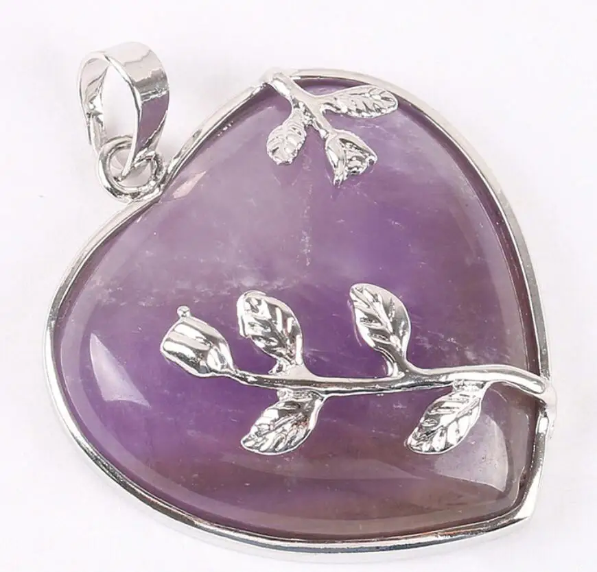 

Natural Amethyst heart-shaped Lucky Amulet Pendant Crystal Gifts Wedding Charms Wholesale Gold Quartz Chakra Energy Natural