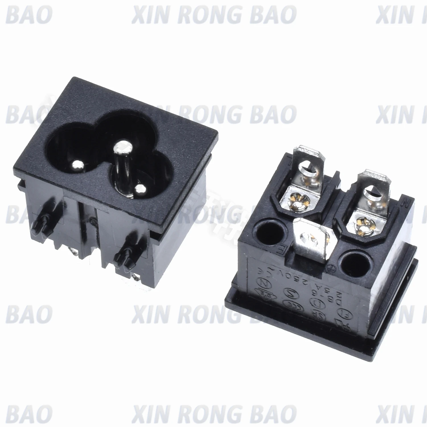 Imagem -06 - Conector Masculino do Soquete de Alimentação Terminal Preto da Soldadura Rato Micky Tensão do Pin Iec 320 c6 C.a. 4.8 mm C.a. 2.5 v 250v