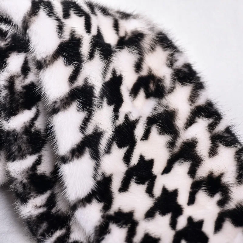 2024 New Real Mink Fur Scarf for Men and Women, Thousand Bird Grid, Leopard Pattern, Fashion, Warm, Double Sided, Autumn, Winter