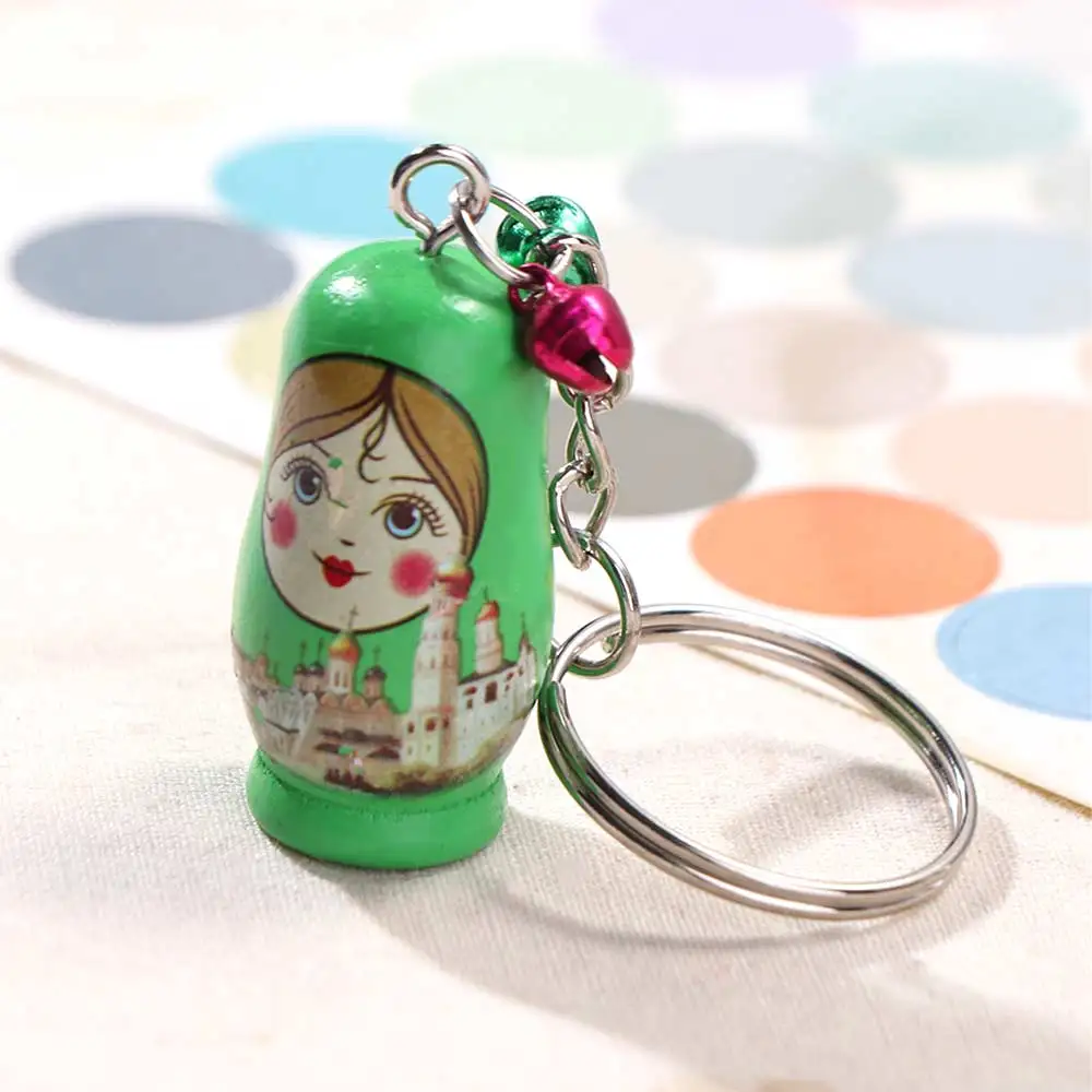 Matryoshka Russian Matryoshka Russian Dolls Key Rings Drip Wood Smooth Wooden Stacking Dolls Pendant Creative Safe