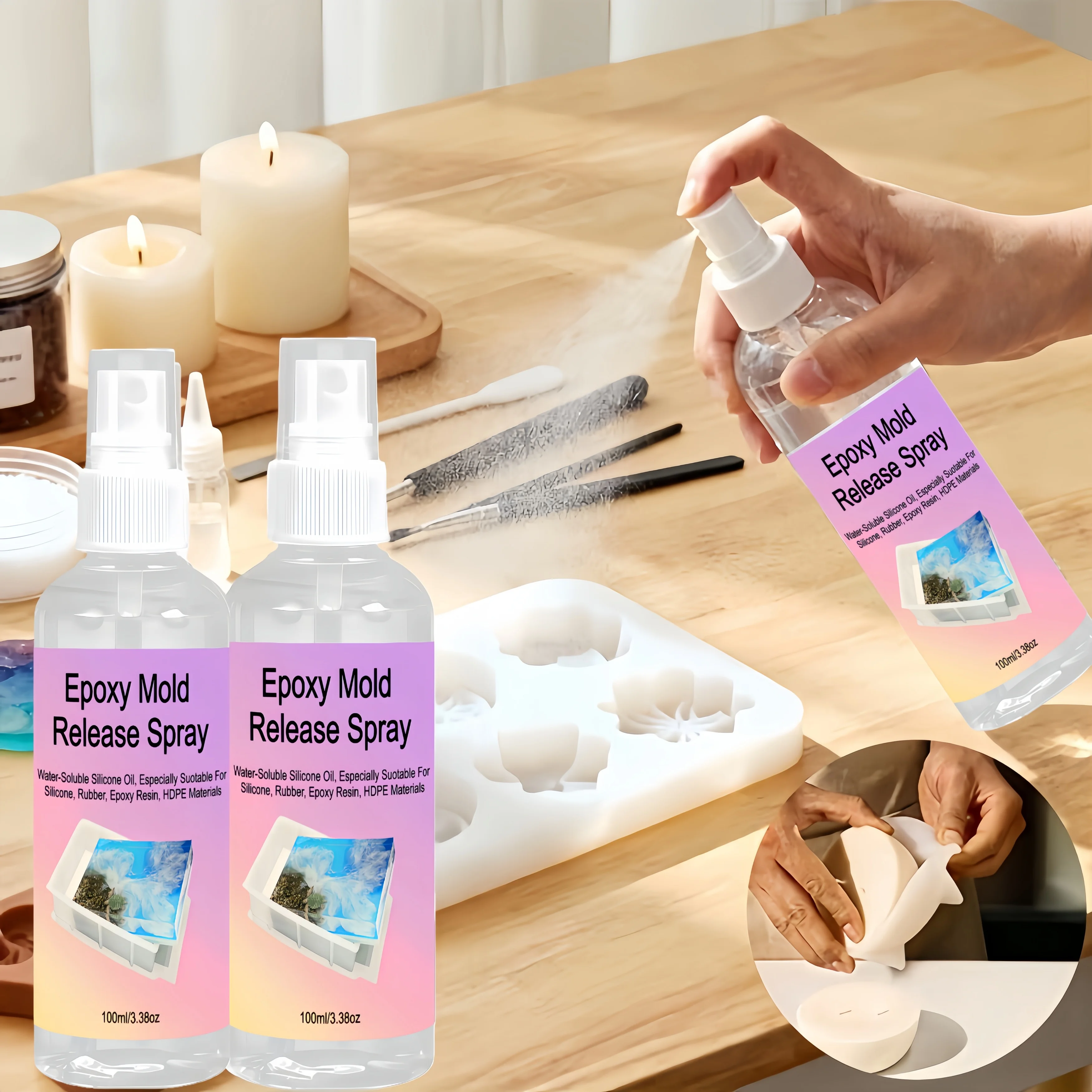 Mold Release Spray Works for Epoxy Resin, Candles & Various Molds, Prolongs Mold Lifespan, Perfect for Jewelry Casting Supplies.