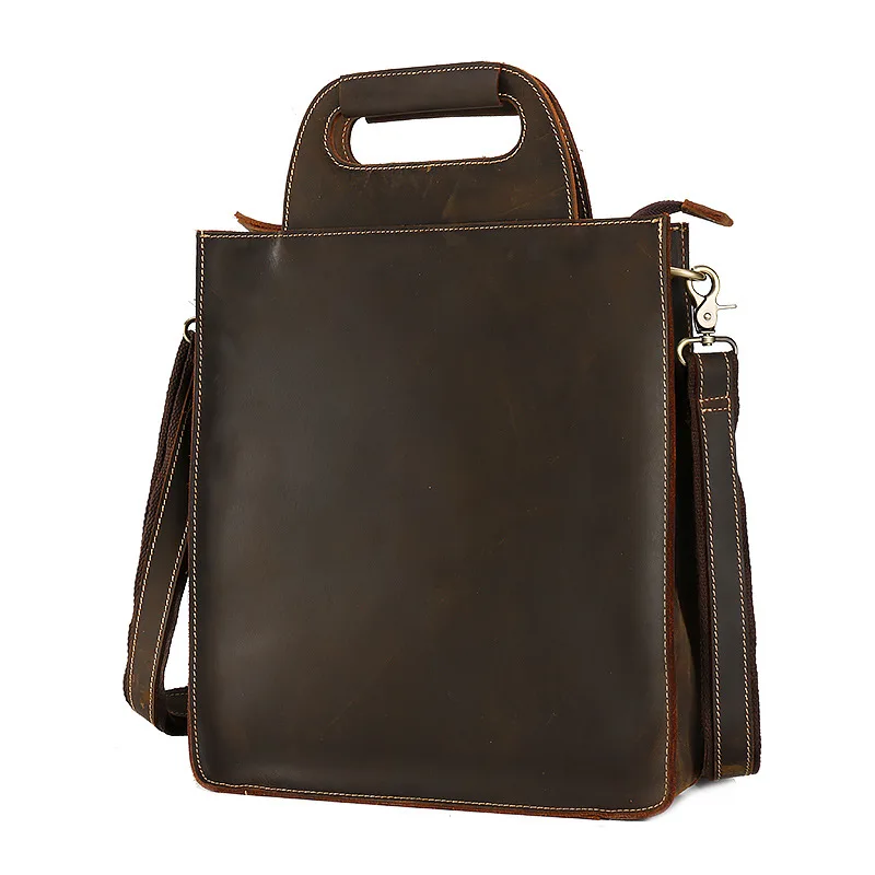 

Retro Top Layer Cowhide Leather Men's Shoulder Bag Simple Design Crazy Leather Briefcase Fashionable Crossbody Bag