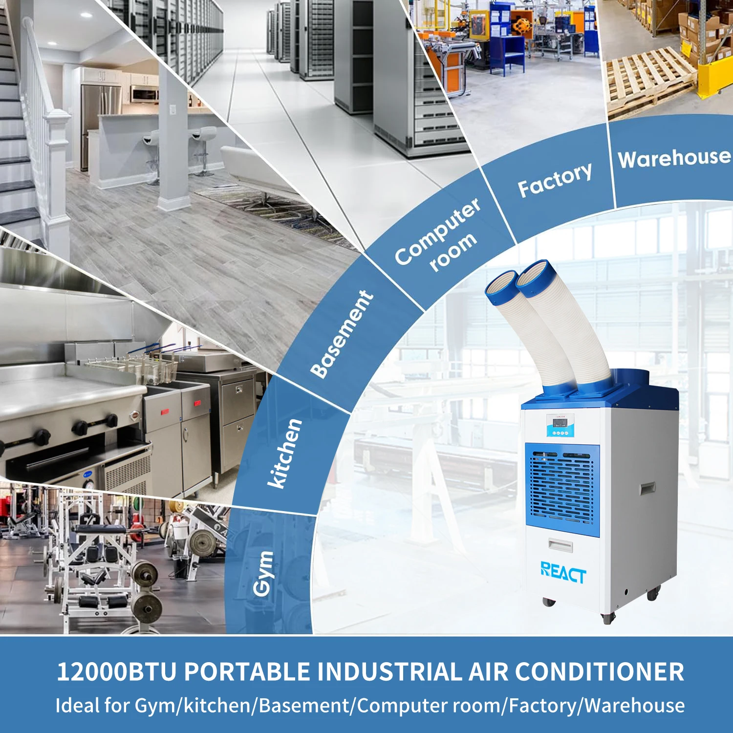 12000Btu Low Energy Industrial Portable Commercial Air Conditioner 1.5hp Motor Floor Standing Easy to Operate