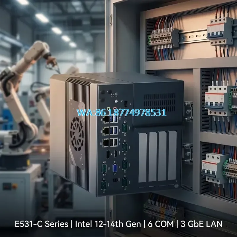 Wmwmnu Industrial Mini PC for 12th-14th Gen Core i5 i7 64GB RAM 4 PCIe 5.0 x16 Slots 6 COM Ports 3 GbE LAN Multiple