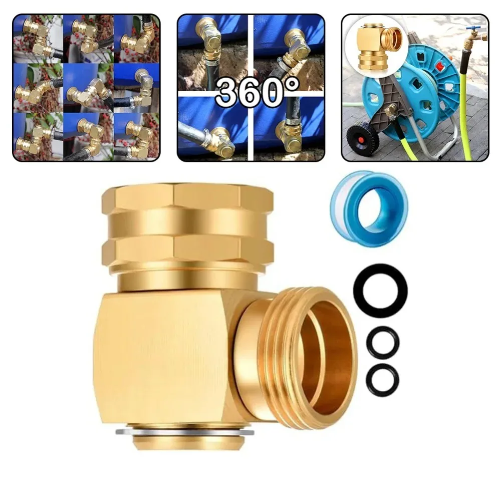 Durable 90 Degree Hose Swivel Elbow Solid Brass Adjustable Hose Kink Protector Elbow Connector