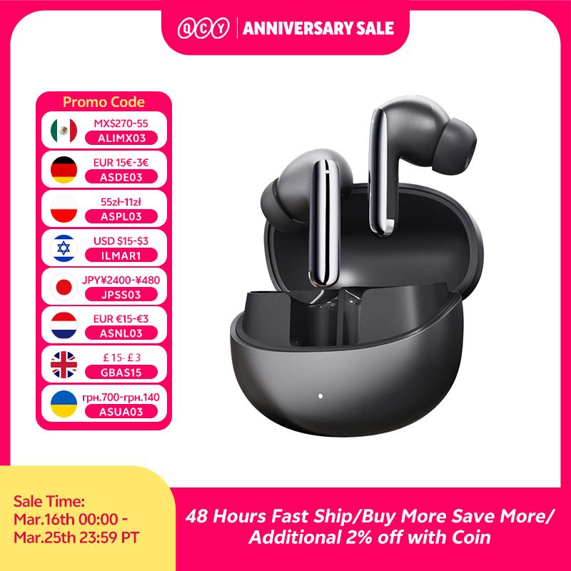  QCY MeloBuds Pro ANC Bluetooth 5.3 Earphones Wireless 46dB Hybrid ANC Hi-Res LDAC Earbuds 6 Mic Headphones 34H in-Ear Detection 