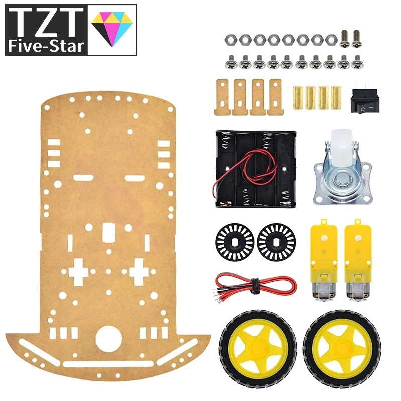 TZT New Motor Smart Robot Car Chassis Kit Speed Encoder Battery Box 2WD For Arduino