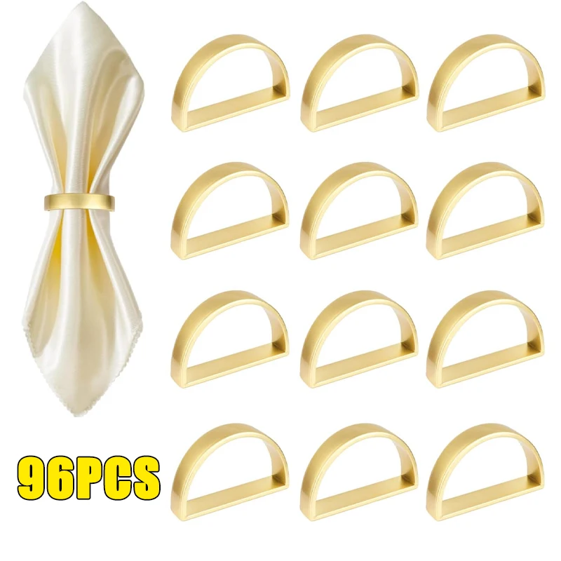 1/6/24/96Pcs Cuff Brushed Gold Napkin Rings Holder Wedding Banquet Metallic Adornment Table Settings Glossy Serviette Buckles