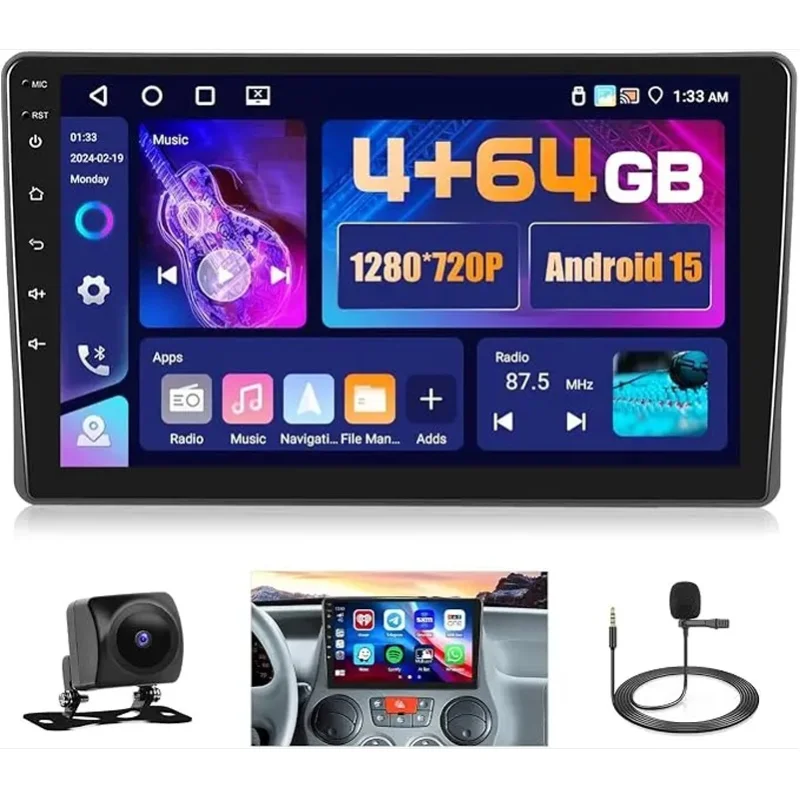 MOPECT 2Din Carplay Android Autoradio für Fiat Panda 2003 2004 2005 2006 2007 -2012 Auto-Multimedia GPS 4G WIFI Autoradio DAB+ Dashcam