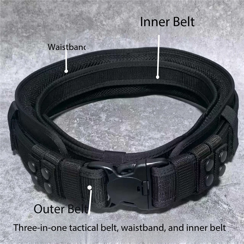 Automatic Buckle Tactical Hard Waistband Workwear Men'S Outer Waistband Black Multifunctional Training Extended Armed Waistband