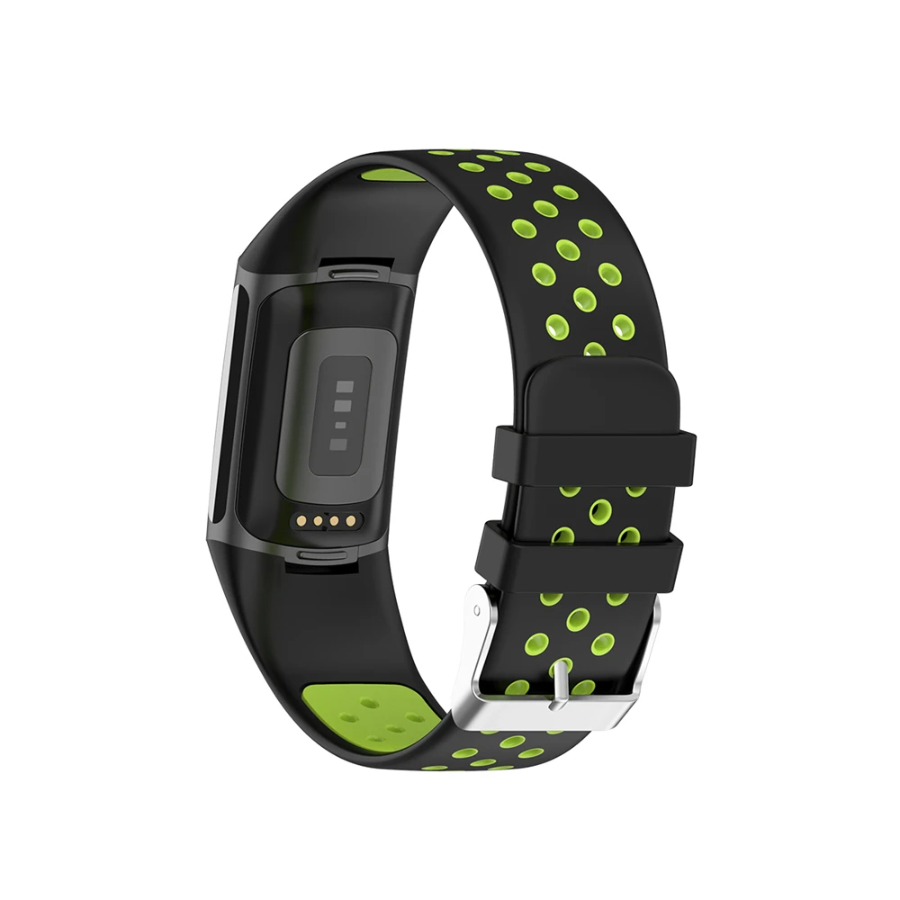 Pulseira de pulseira para Fitbit Charge 6 5, relógio inteligente, cor dupla, design de fivela de metal esportivo, pulseira, silicone premium