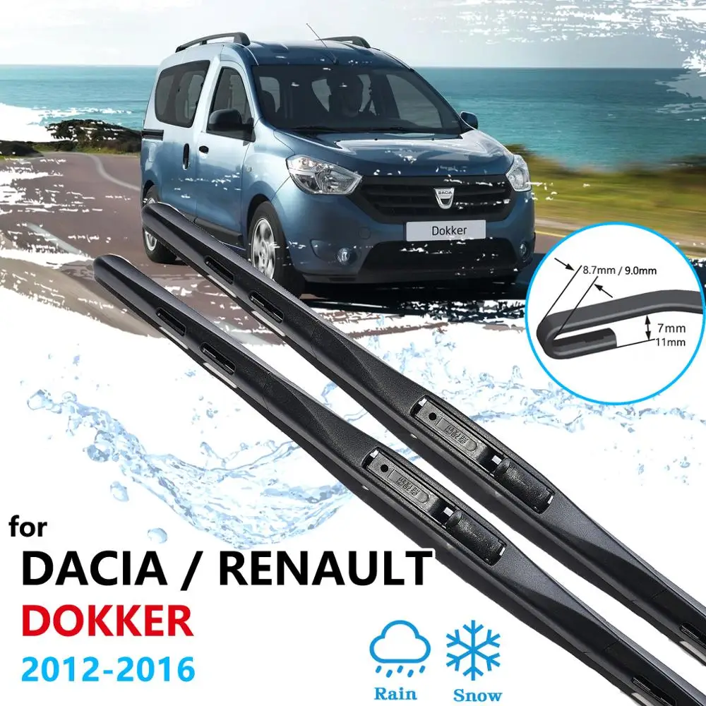 Car Front Wiper Blades for Dacia Renault Dokker 2012 2013 2014 2015 2016 Windscreen Windshield Washer Brushes Car Accessories