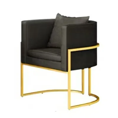 Light Luxury Modern Fabric Single Sofa Chair with Metal Frame Living Room Balcony Bedroom Cafe Hotel Business Reception Leisure
