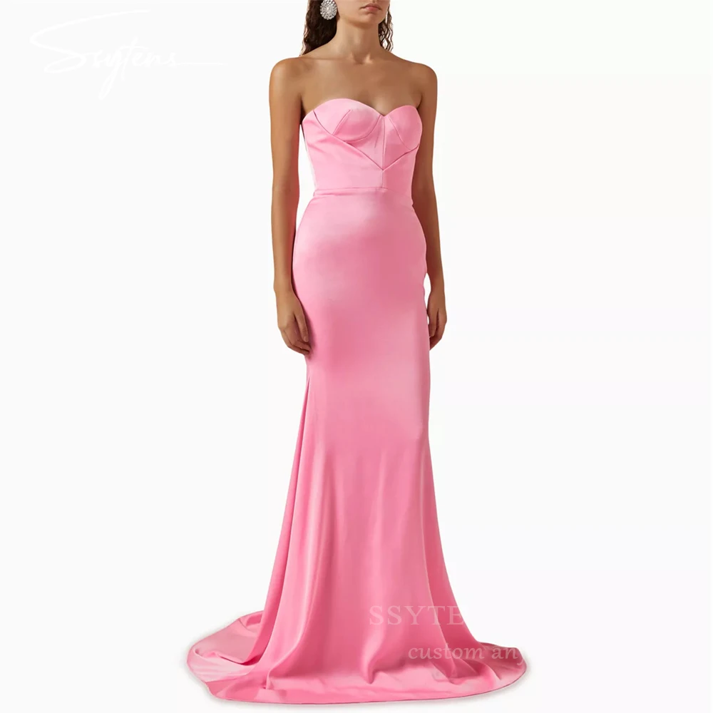 

Elegant Mermaid Evening Dresses Women Sweep Train Formal Occasion Gowns Saudi Arabia Sweetheart Guest Prom Dresses For Women