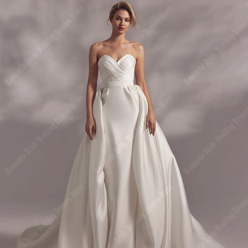 Sexy querida colar feminino vestidos de casamento romântico cetim vestidos de noiva esfregar comprimento princesa festa vestidos de novias 2025