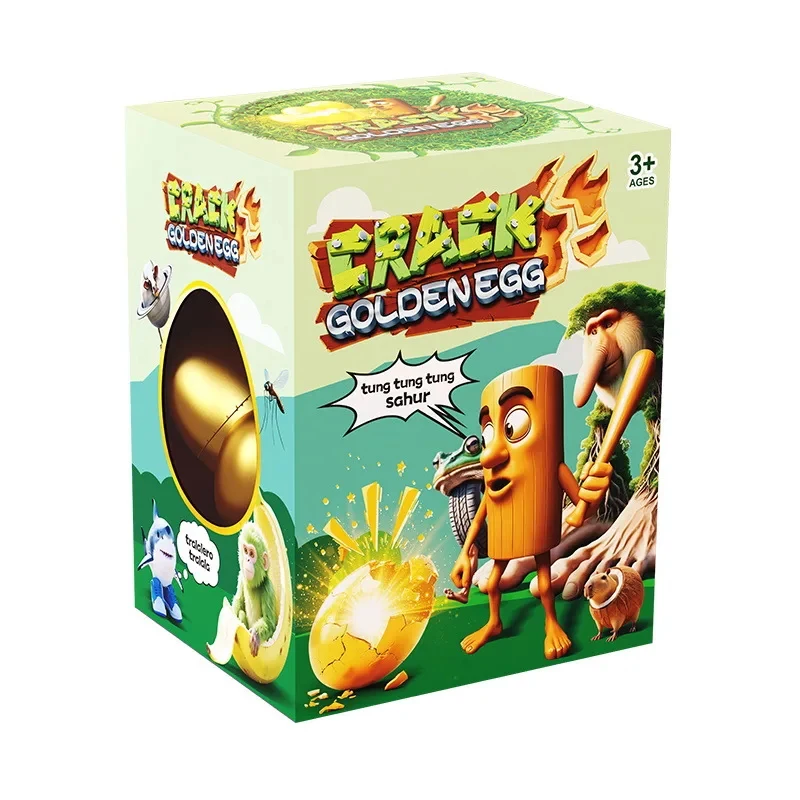 

20pcs Easter Egg Smashing Golden Tung Tung Sahur Wooden Stick Man Surprise Blind Box Toys Birthday Gifts for Kids