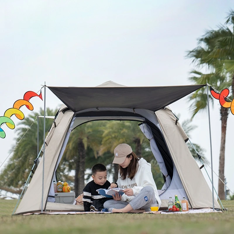 Tent outdoor portable folding automatic quick opening vinyl Oxford cloth thickened sun protection rain protection camping indoor