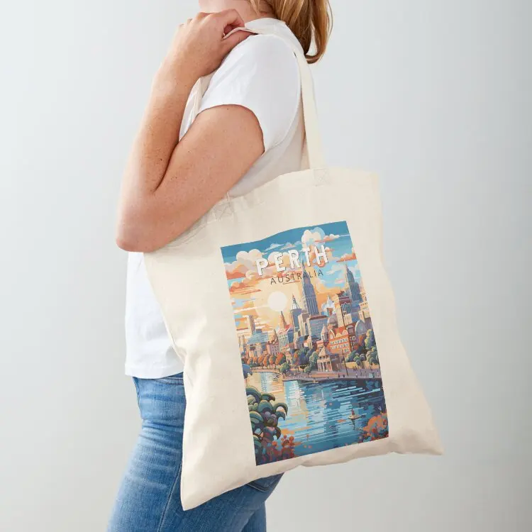 

Perth Australia Travel Art Vintage Tote Bag cute tote bag canvas bags bags woman 2025 personalized tote