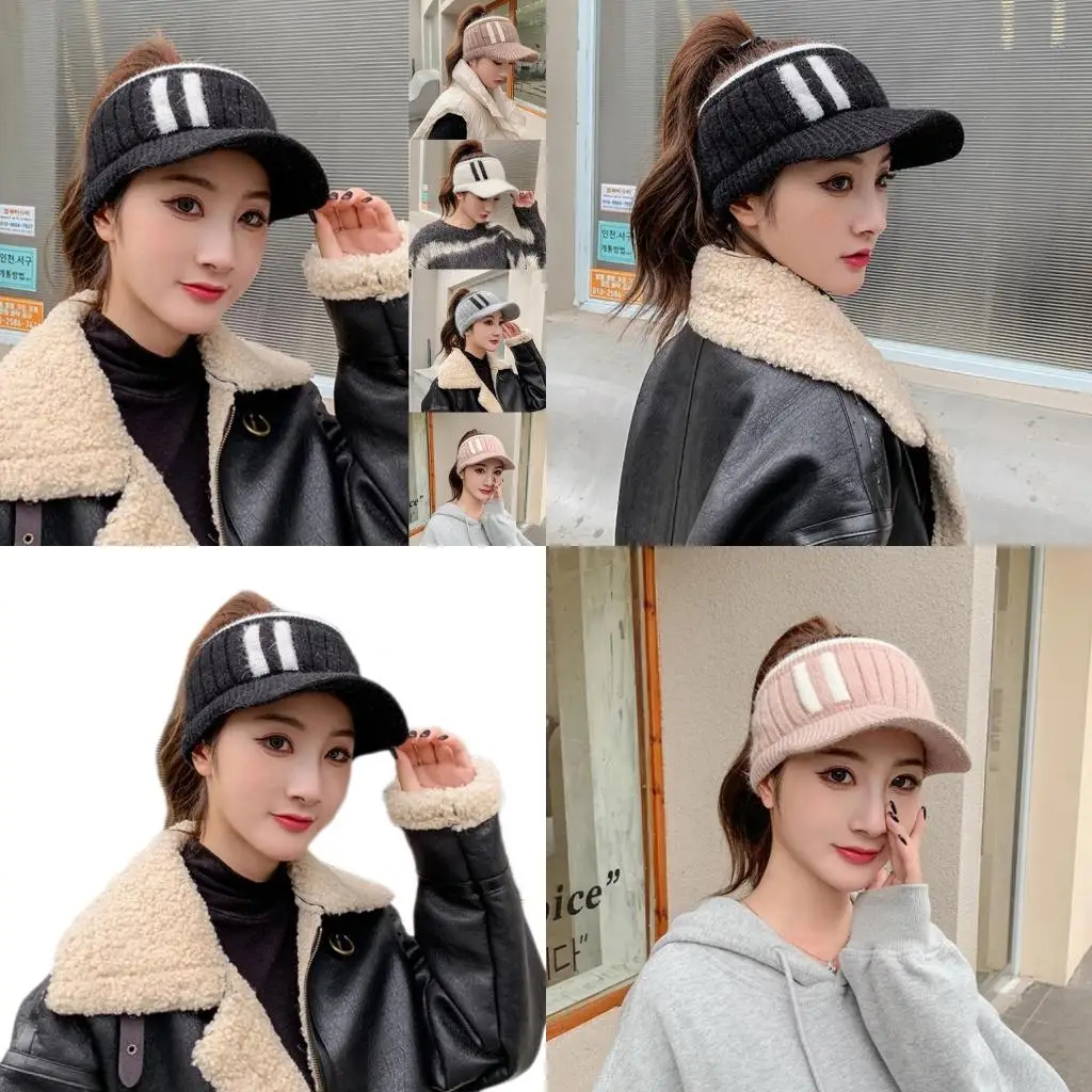 

R1WE Новая модная вязаная шапка с пустым верхом, универсальная шапка с куполом и утиным языком для женщин