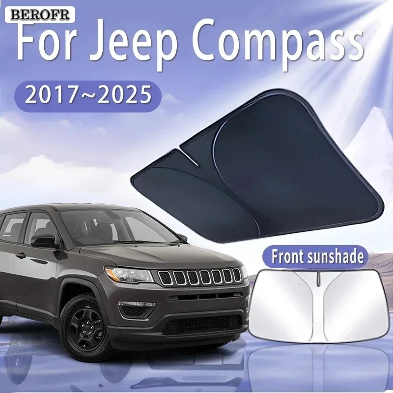 For Jeep Compass 2017~2025 2019 2022 2023 MK2 Car Sun Visor Front Windshield Sunshade Heat Insulation Summer Cooling Accessories