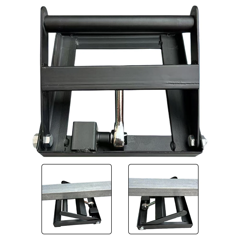 

Adjustable height ratchet support rack for cutting machine with self locking feature super strong load capacity black galvanized