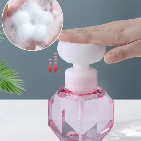 

300ml Liquid Soap Dispenser Flower Shape Foam Foaming Pump Lotions Refillable Bottle Liquid Distributor Shower Foam Pump Bottle