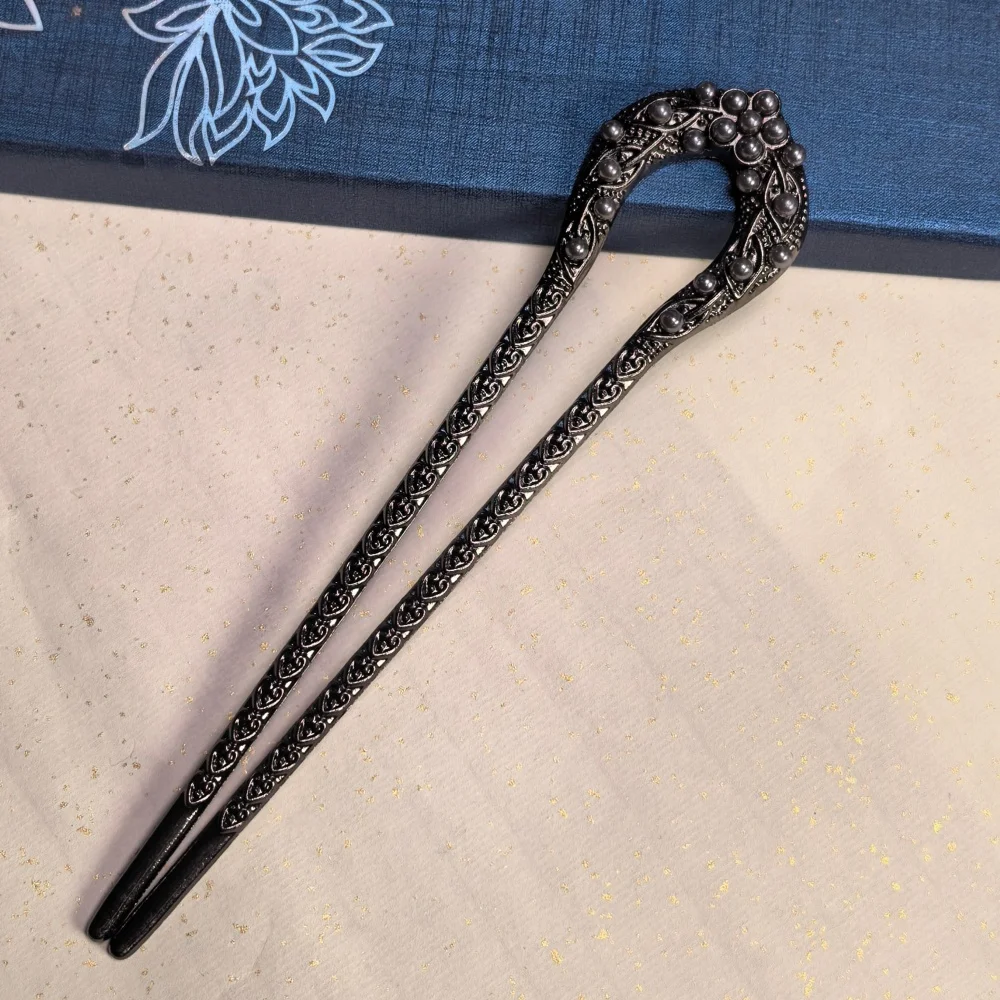 Haarstab im chinesischen Stil für Frauen und Mädchen, Vintage-Haarnadeln, modische U-förmige Haarspangen aus Metall, Haar-Accessoires – Detail 8