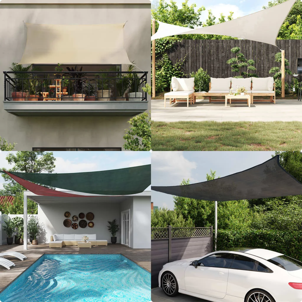 Sonnensegel 160 g/m² Dunkelgrün 3x3 m HDPE Wasserdicht UV-Schutz Outdoor Garten Terrasse Markise Sonnenschutzplane
