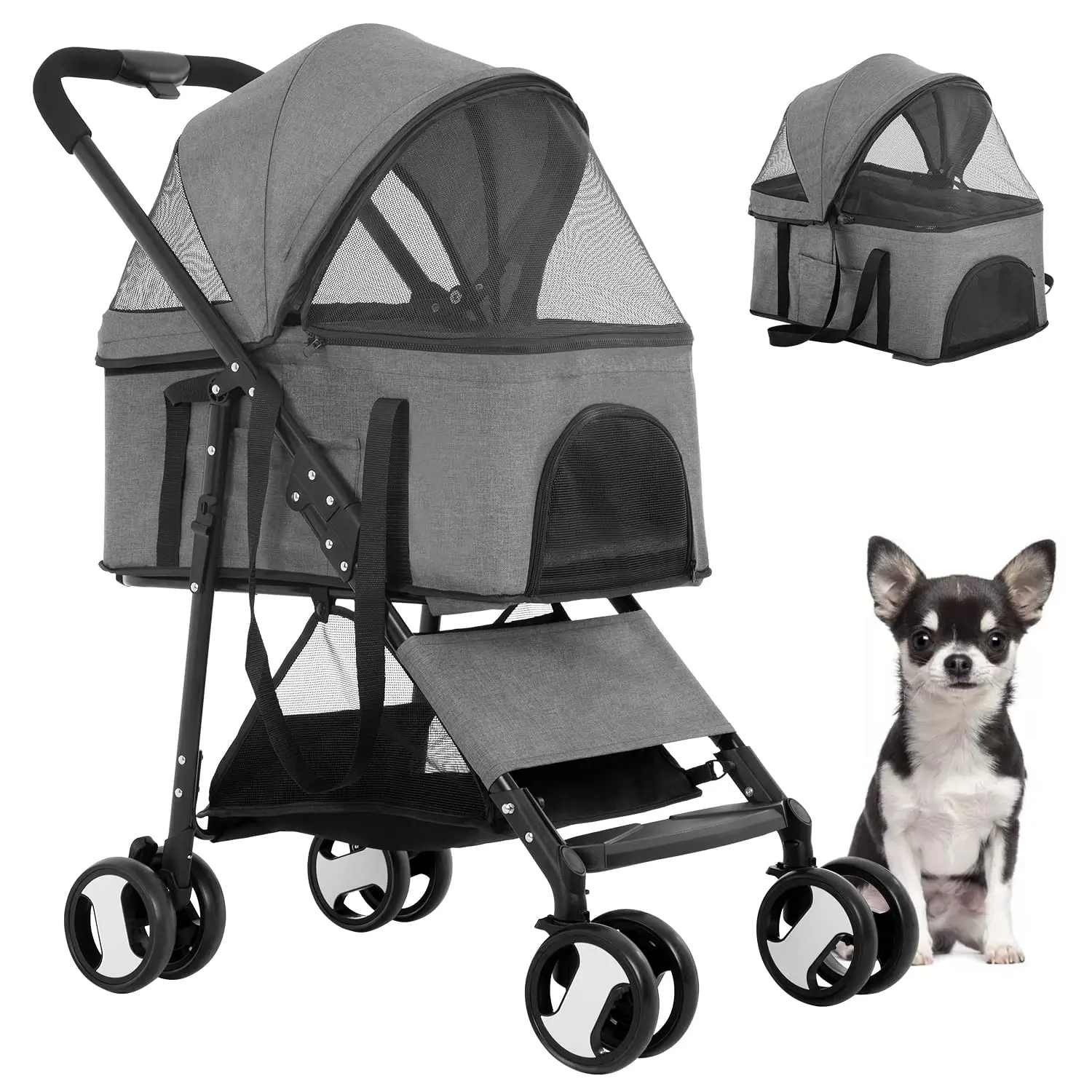 

Коляска BestPet 3-в-1 для домашних животных, многофункциональная детская прогулочная коляска для собак и кошек, Складная легкая для путешествий