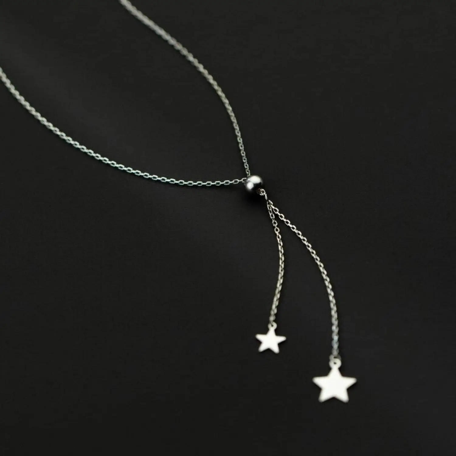 

KELIEQA 925 Sterling Silver Star Tassels Chain Pendant Clavicle Necklace for Women Birthday Gift Fine 925 Jewelry