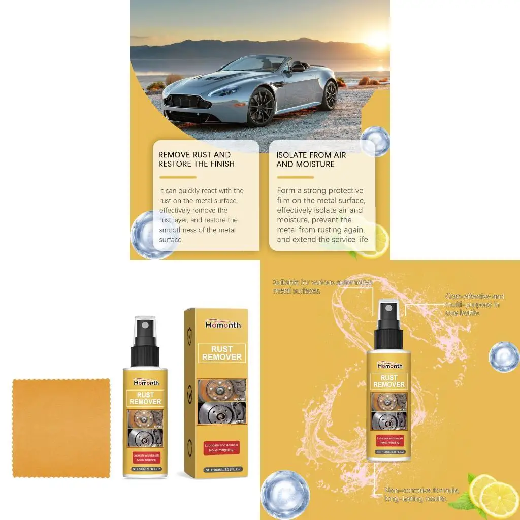 Rust Stain Remover for Car, Multipurpose Sprayer for Metal,Fast-Acting, Gentle and Effective Rust Cleaning D7YA