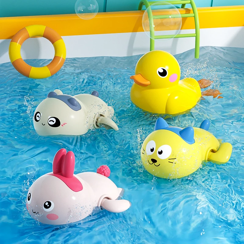 Floating Wind Up Toy Bath Toys Cute Animal Clockwork Bathtub Swimming Pool Toy for Toddlers New Born Baby Bathtub Toys 1-3 Year