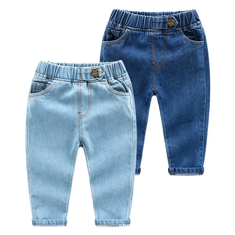 New 2025 Spring Autumn Boys Fashion Solid Jeans Long Trousers Kids Classic Washed Denim Pants Casual Clothing for 2-6 Years