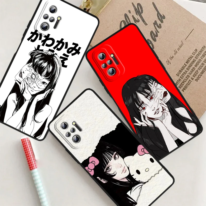 Capa de telefone preta T-Tomie Kawakami Anime, Xiaomi Redmi Note 13 12R 12 12S Turbo 11 11T 11S 10S Pro Plus 5G, Moda