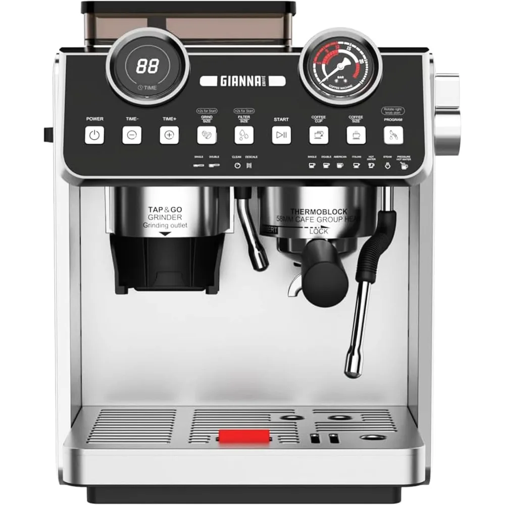 Espresso Machine for Latte & Cappuccino - Small, Single Serve Individual Personal Automatic Smart Stainless Steel Coffee Maker