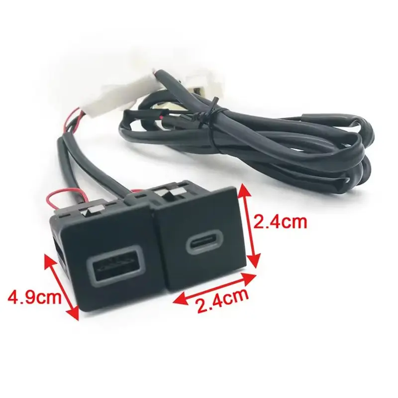 【Top Sale !!】USB Charging Outlet Power Adapter Red LED Indicator Quick Car Socket 12V/24V Dual QC3.0 For VW Golf 5 6