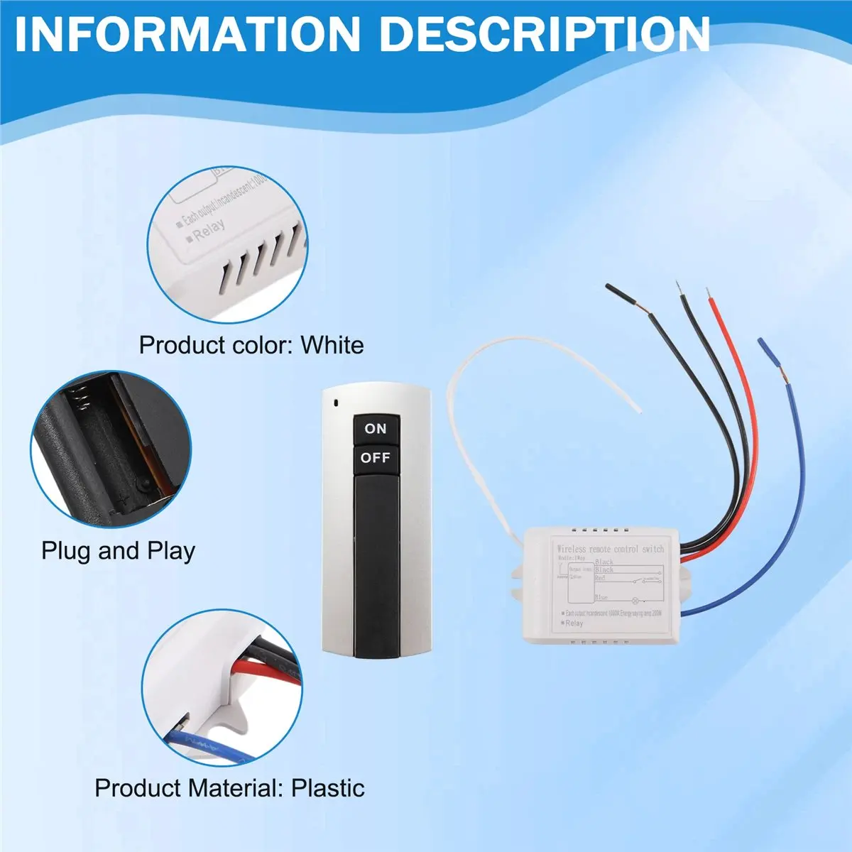 【A75T】 1 Way ON/OFF 220V Wireless Remote Control Switch Digital Remote Control Switch for Lamp & Light HT035
