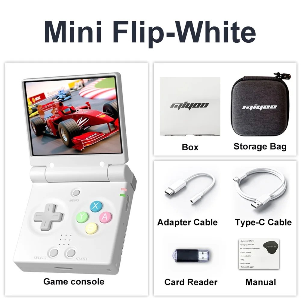 MIYOO Mini Flip Retro Handheld-Spielkonsole, 2,8 Zoll 750*560 IPS-Bildschirm, tragbarer Linux-Emulator Handheld-Spielgerät als Geschenk