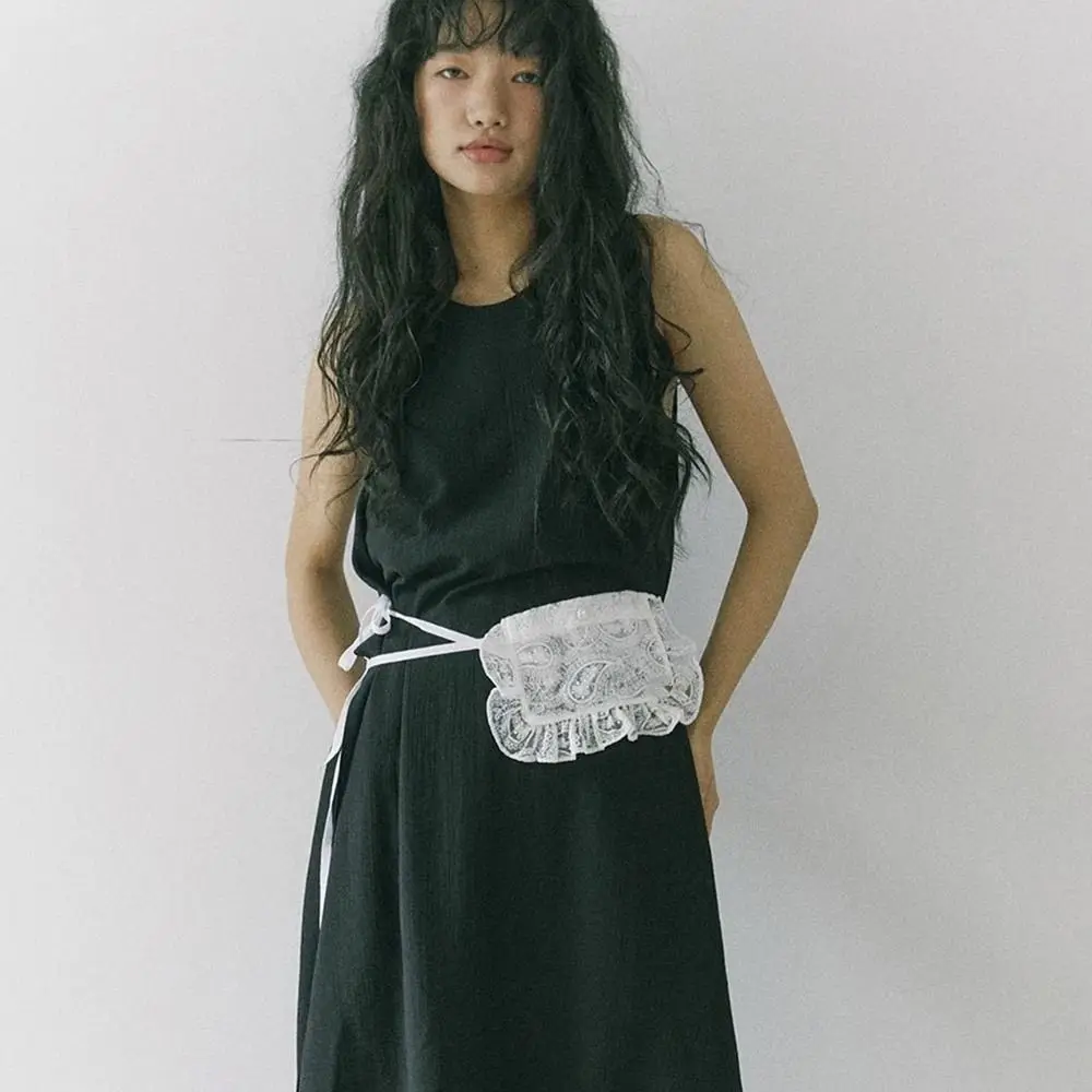 

New Design Layered Wear Lace Waist Bag Y2k Aesthetic Ruffled Design Bandage Lace Bag White Color Small Size Ruffle Fanny Pack