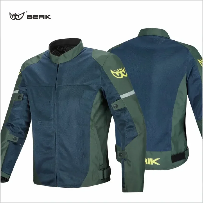 BERIK Big Eyed Men's Biker Jacket Summer Mesh Jacket Ventilation Fall Prevention Polyester Material Cross-country Gear