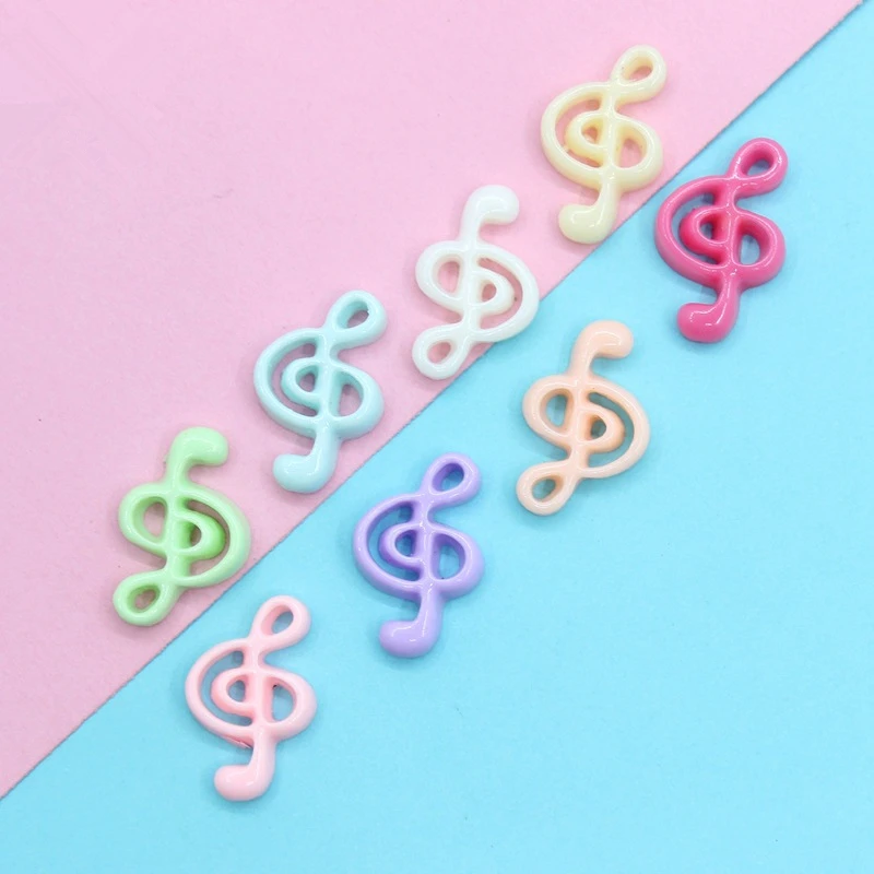 20Pcs Color Musical Notation Resin Ornament DIY Scrapbooking Decor Accessories Creative Phone Case Charm Patch Home Art Applique