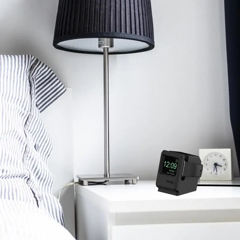 Silicone Stand Charging Dock Holder for Apple Watch Retro Computer Pattern Nightstand Smart Accessories