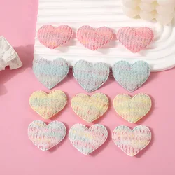 30Pcs 4.5CM Crochet Heart Padded  Appliques For DIY Hair Clip Accessories  Garment Headwear Bag Decor Patches