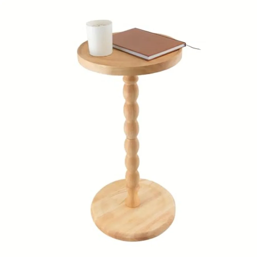 

Round Side Table Small Drink Table for Small Spaces Modern Accent Nightstand with Solid Wood Leg for Living Room Bedroom Corner