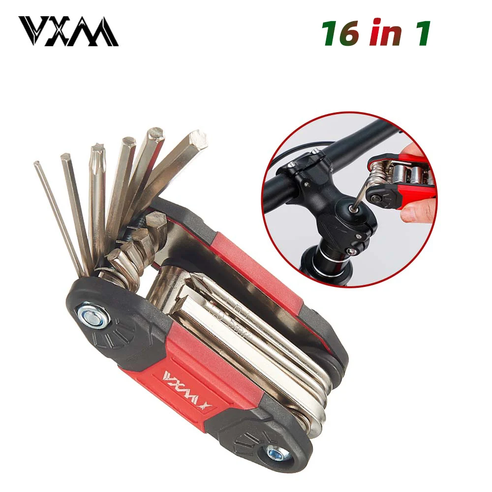 Professional 16 in 1 Bike Repair Tool Kit Mountain Bike Wrench Screwdriver Multifunction Chain Hex Spoke Bicycle Repaire Set