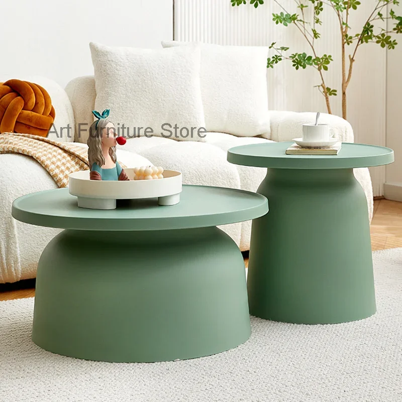 Nordic Coffee Table Set Round Plastic Cover Modern Living Room Balcony Coffee Corner Side Table Mesa De Noche Outdoor Furniture