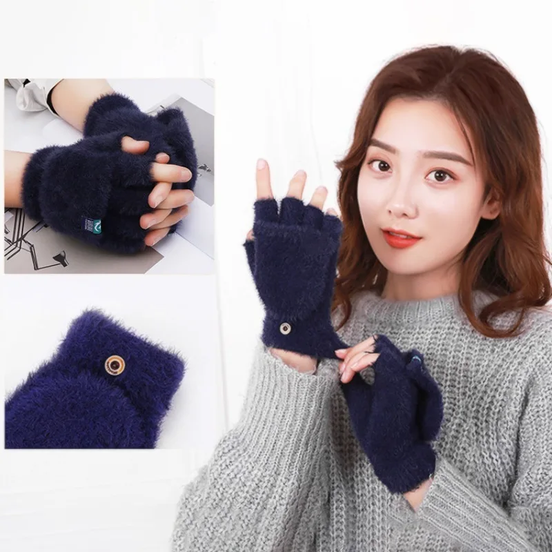 Guantes de felpa que te mantienen el calor en invierno, suaves y cálidos con guantes de dedos gruesos, modernos y versátiles